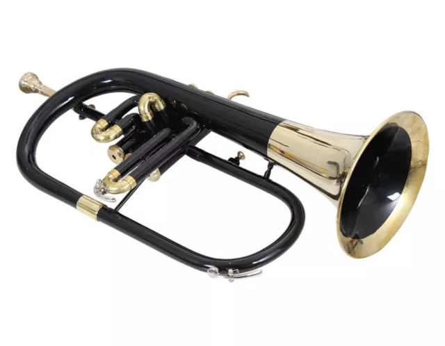 Flugel Horn Bb Black +Brass Finish+ Free Case + MouthPiece+