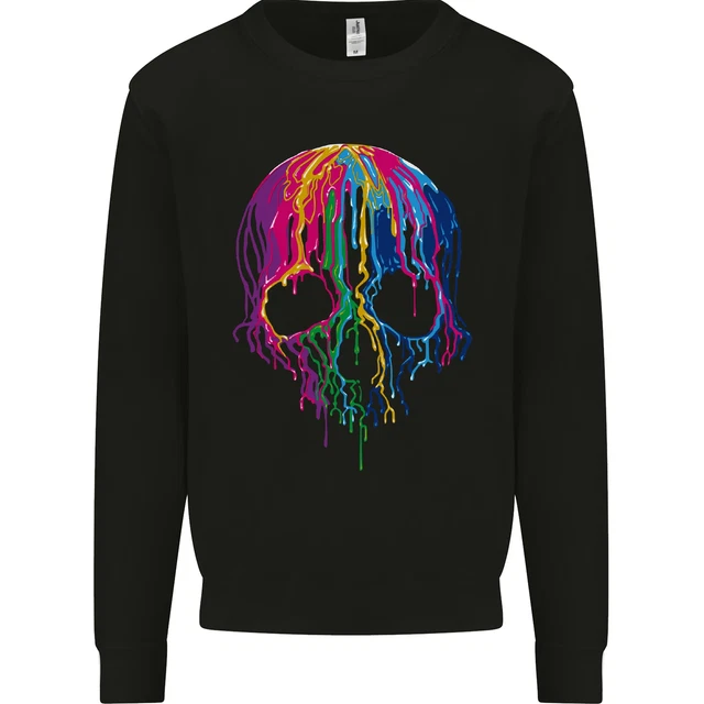 Melting Skull Biker Motorcycle Gothic Mens Sweatshirt Jumper