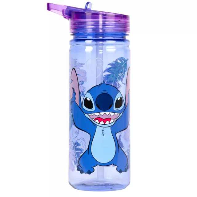 Disney Stitch Plastic Bottle with Straw BPA Free - 580 ml School Water Bottle