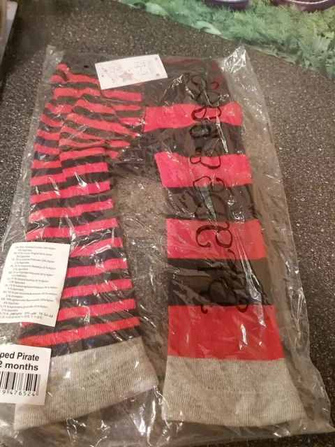 NEW Blade and Rose Pirate Leggings 3-4 years black & red striped soft stretch