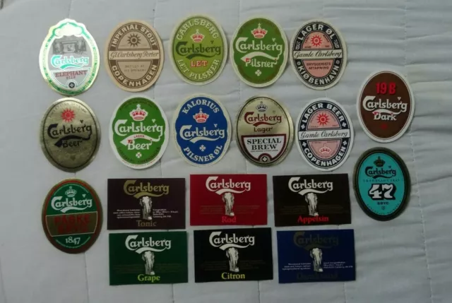 Carlsberg Brewery Lot Of 19  Retro Collectors Danish Beer Labels
