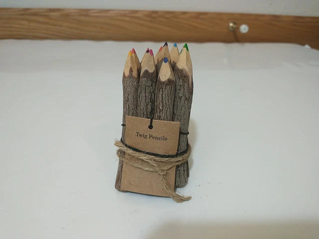 Lote de 12 lápices de colores rama estilo tronco 3,5" rama de árbol madera rústica natural