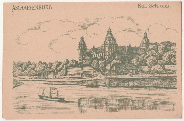 Künstler Feldpostkarte Ak Aschaffenburg kgl.Schloss 1 Wk IWW
