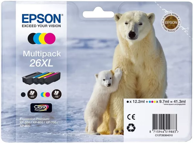 Epson 26XL C13T26364010 Multipack cartouche d'encre authentique CMYK (TVA inclus