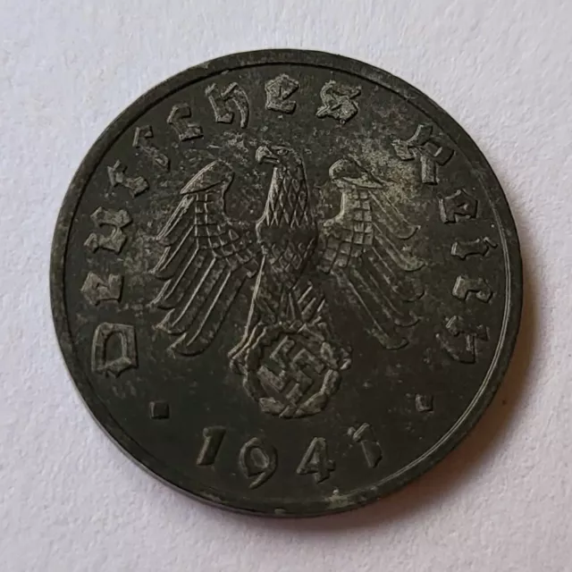 Nazi Third Reich - German WW2 1 Pfennig coin, 1941. High grade!