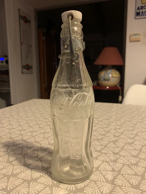 Ancienne Bouteille Coca-Cola Sur Présentoir à Glace Acrylique - Rare