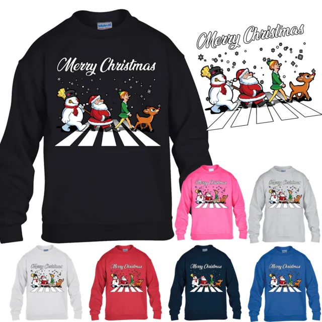 Merry Christmas Boys Snowman Santa Elf Reindeer Xmas Funny Gift Girls Kid Jumper