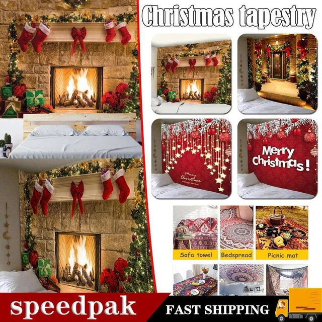 Kawaii Cartoon Illustration Hippie Christmas Blanket Fantasy Tapestry# J5P3
