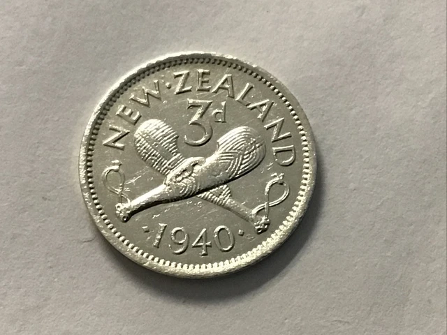 1940 New Zealand 3 Pence Silver