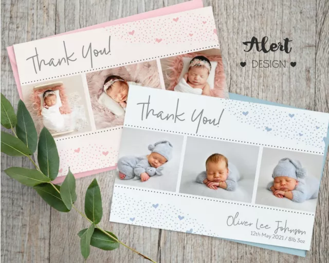 10 x Personalised Thank You Cards ~ Baby Boy or Girl Birthday Christening (B3)