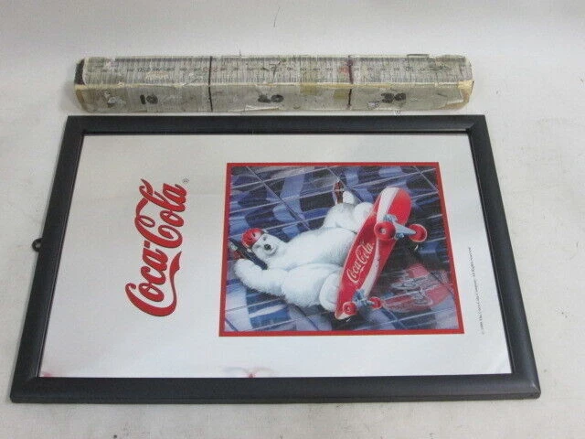 Specchio da pub Coca-Cola Polar Bear 32 cm x 22 cm Insegna vintage Buone...