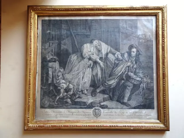 CADRE LOUIS XVI ANCIEN EN BOIS SCULPTE ET DORE.Gravure,Peinture,aquarelle,XVIII°