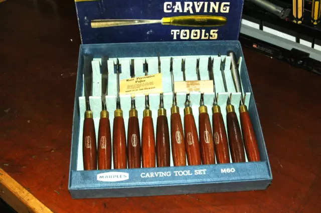 Vintage Marples Schnitzwerkzeuge Nr. 60er Set 12 Holzschnitzerei Meißel
