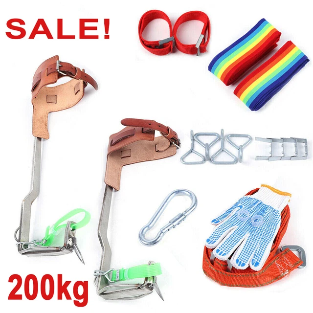 2 Gears Tree/Pole Climbing Spike Set Adjustable Rope Lanyard Rescue Safety Belt