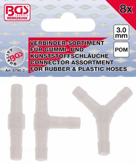 BGS Schlauchverbinder-Sortimente Kraftstoffbeständig 3 MM8 Pièces – 8790-3
