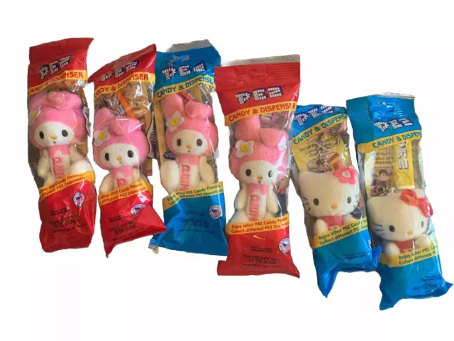 6 Sanrio Hello Kitty Plush Pez Dispenser Toys Keychain New In Packaging