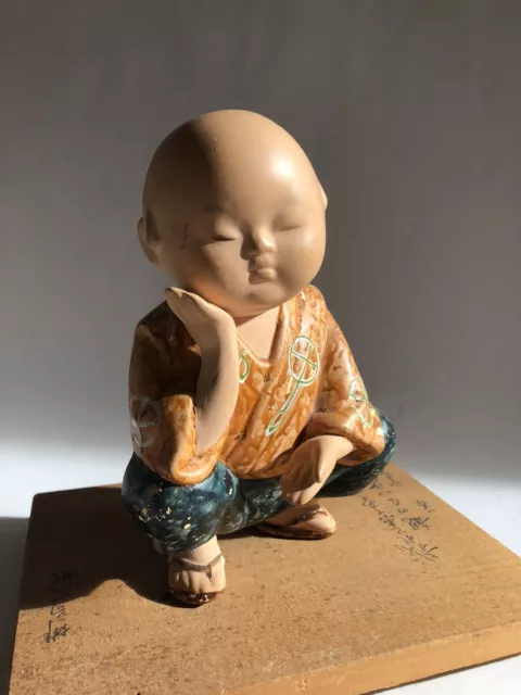 Japanese Chinese Oriental Tai Chi Style Figure Figurine On Wooden Platform