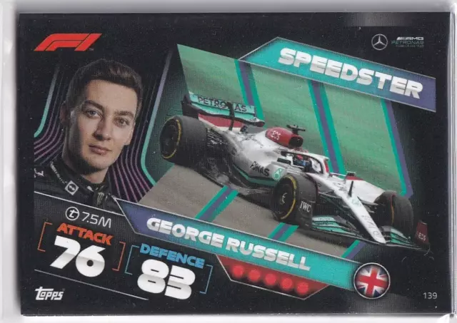 Topps F1 Turbo Attax 2022 Formel 1 Karte Nr. 139 Speedster George Russell