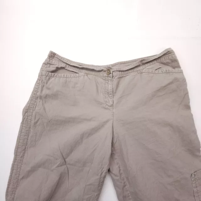 Eileen Fisher Crop Cargo Pants Womens XL (36 x 23") Beige Cotton Straight 2