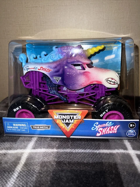 Spin Master Monster Jam SPARKLE SMASH Unicorn RARE NEW True Metal 1:24 Truck