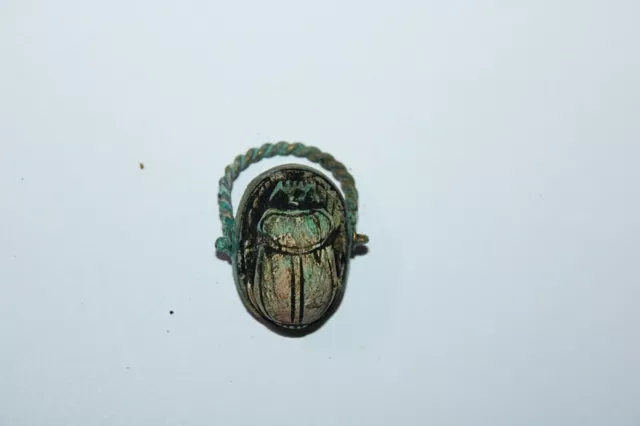 Anillo de escarabajo de amuleto de cobre antiguo faraónico egipcio antiguo raro