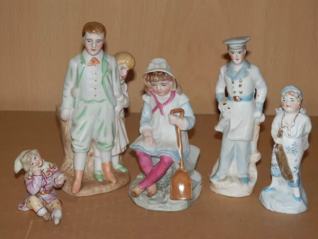 Selten! 5 antike Bisquitporzellan Kinderfiguren Thüringen um 1900 ! RAR