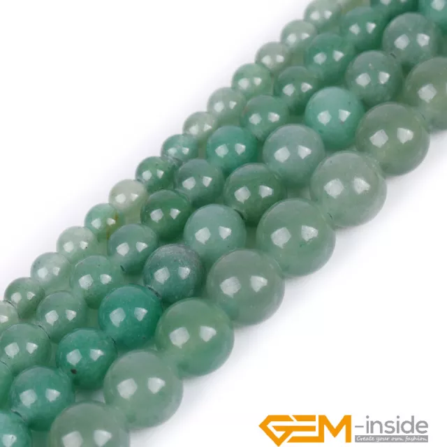 Natural Gemstone Green Aventurine Big Hole Round Beads for Jewelry Making 15"