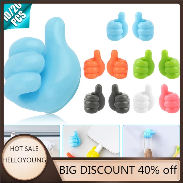 10/20X Storage Holder Wall Hook Creative Thumbs Up Shape PunchFree Self Adhesive