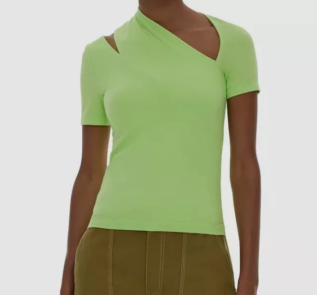 $175 Helmut Lang Women Green Slash Tee Size L