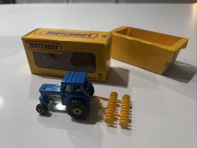 Matchbox Superfast 46 Ford Tractor Harrow Japan Diecast Toy Farm Blue MB17