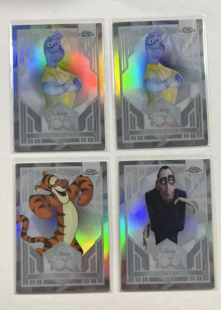 Topps Disney 100 Chrome Refractor #42 Tigger #57 Anton Ego #93 Wade Ripple