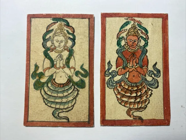 Ancient Mongolian Buddhist Amulet Wooden Print Tsakli Leave Mongolia #6x9