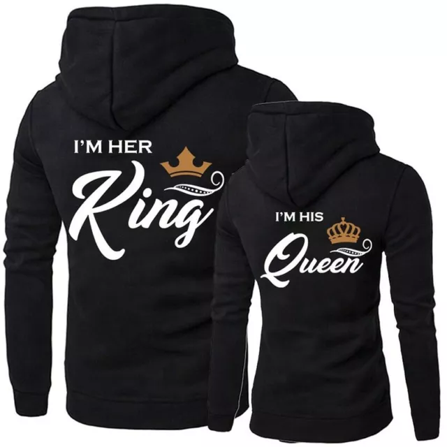 2019 Men Hoodies King Queen Printed Sweatshirt Lovers Couples Hoodie Hooded