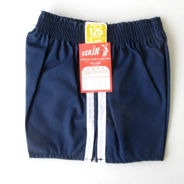 Authentique Short enfant vintage  - ESKIN - Taille 8 ans Bleu polyester coton