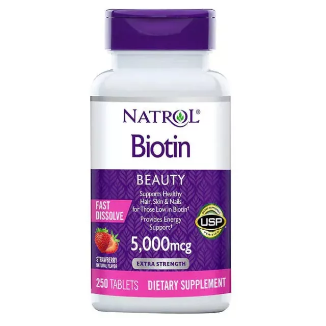 Natrol  Biotin 5000 mcg 250 Fast Dissolve Tablets for Hair, Skin, Nails EXP-1/25