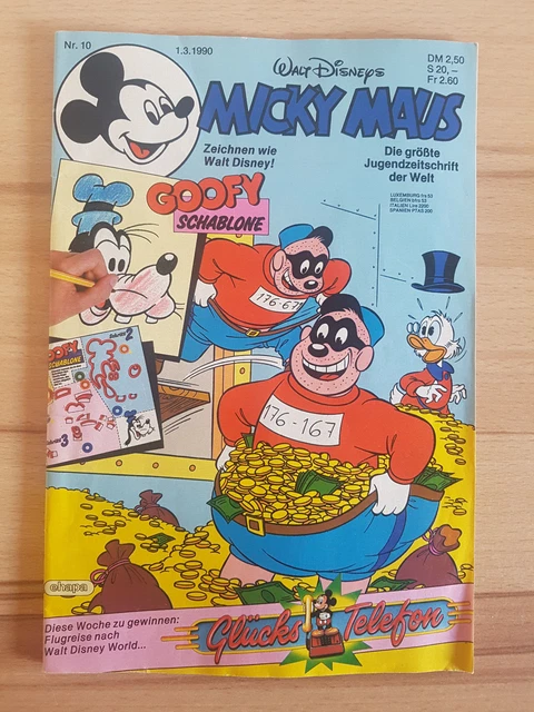 Micky Maus Comicheft Nr. 10 1990 mit Beilage Goofy Schablone