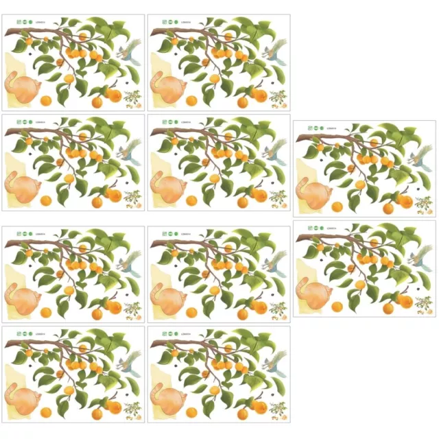 10 juegos de pegatinas de pared de árbol frutal calcomanía artística papel tapiz botánico