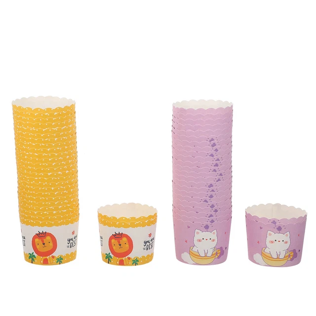 100 piezas envolturas de cupcakes compartimento de papel con animales de dibujos animados mini taza de cartón taza de postre
