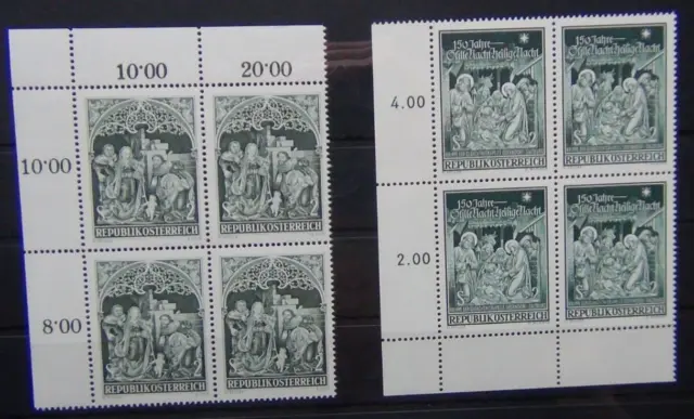 Austria 1967 Christmas & 1968 Silent Night sets in block x 4 MNH