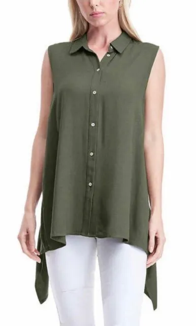 Fever Sleeveless Blouse Top Medium Color Olive NWT