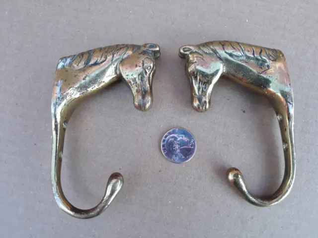 Pair of Solid Brass Horse Head Coat Hangars