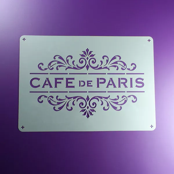 A4 Schablone Cafe de Paris Ornament Schriftzug - BO462