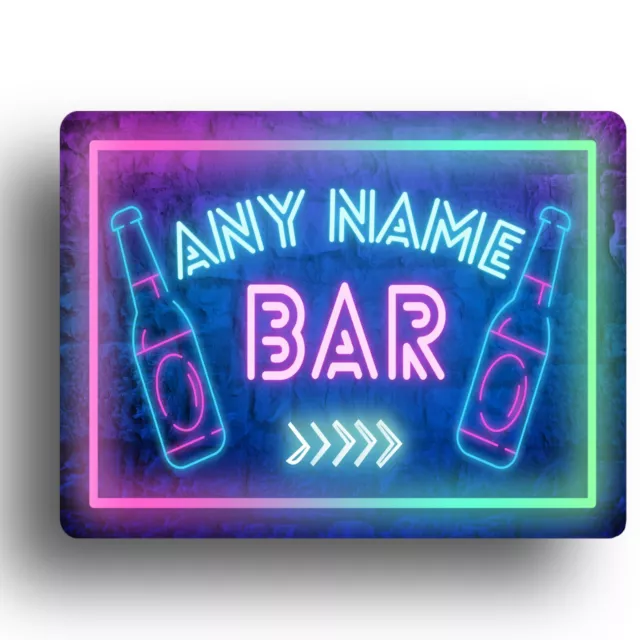 Man Cave Neon Signs Metal Personalised Retro Pub Wall Beer Club Bar Decor Custom