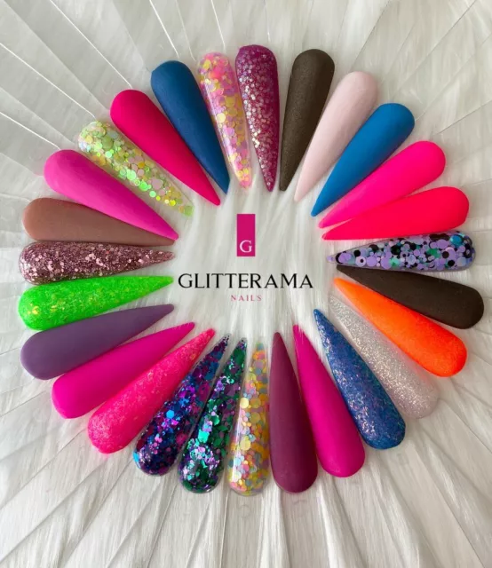 Glitterama Nails Coloured Glitter Acrylic Powder gold yellow black halloween red