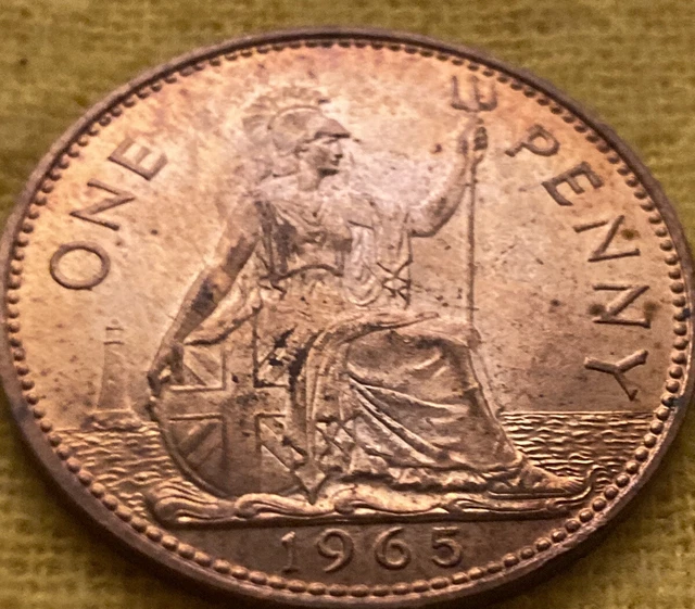 UNC 1965 British - 1d One Penny Elizabeth II Uncirculated  🇬🇧