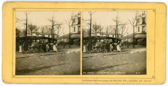 Stereo, France, Paris, Le Markt de Grenelle, circa 1900 Vintage Stereo Card -