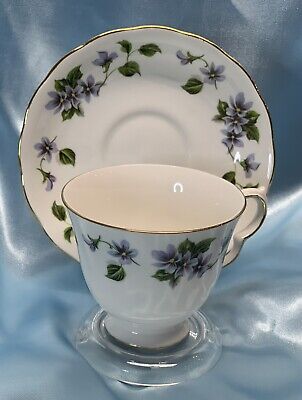Vintage Queen Anne Bone China Floral Violets Tea Cup & Saucer Ridgway LTD 8345
