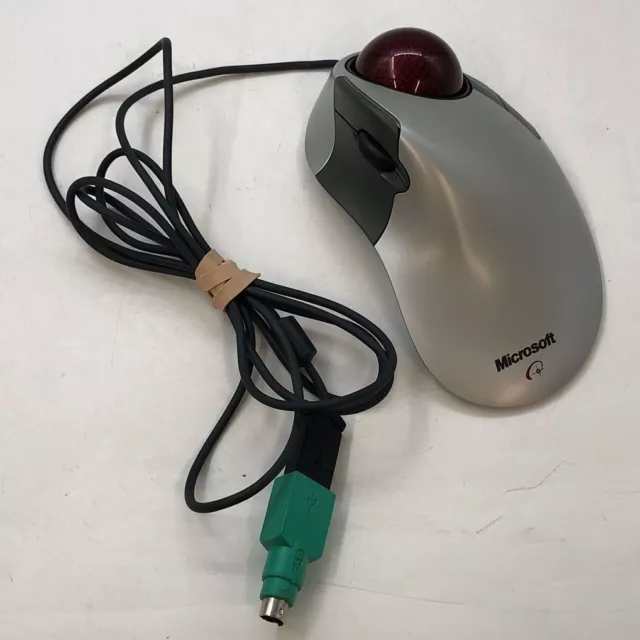 Cleaned&Tested Microsoft Trackball Explorer 1.0 PS2/USB Compatible Vintage Mouse
