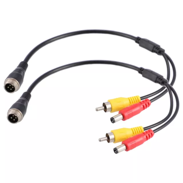 2pcs 36.5cm Voiture Caméra Adaptateur M12 4-Broche Mâle à RCA AV DC Male