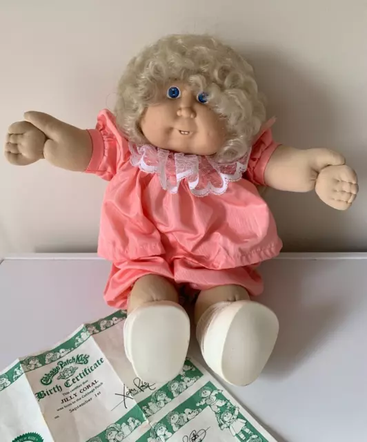 Cabbage Patch Kids 1982 CPK Blonde Cornsilk Hair Blue Eyes Doll Teeth Diaper